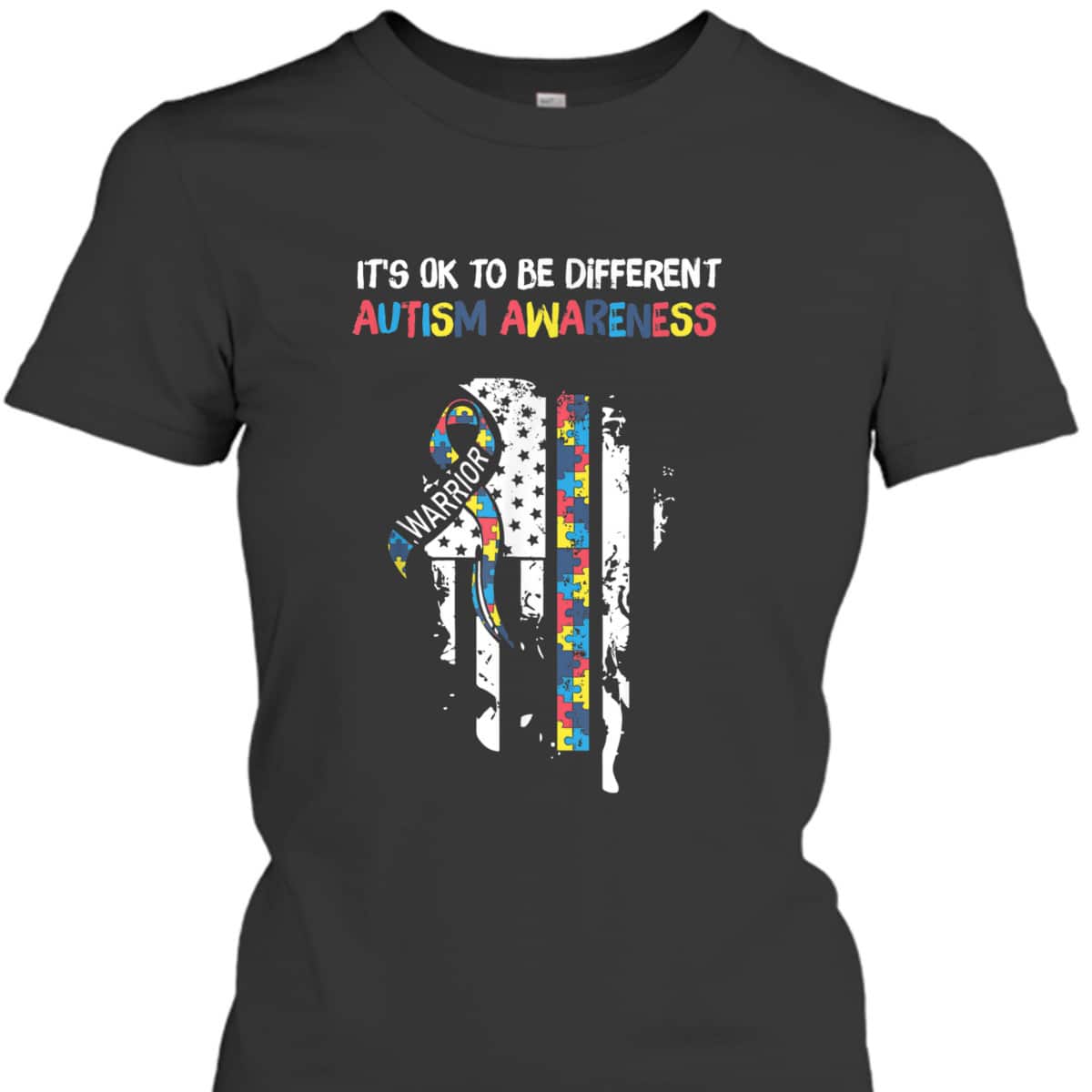 It's Ok To Be Different USA Flag Autism Awareness Autistic T-Shirt
