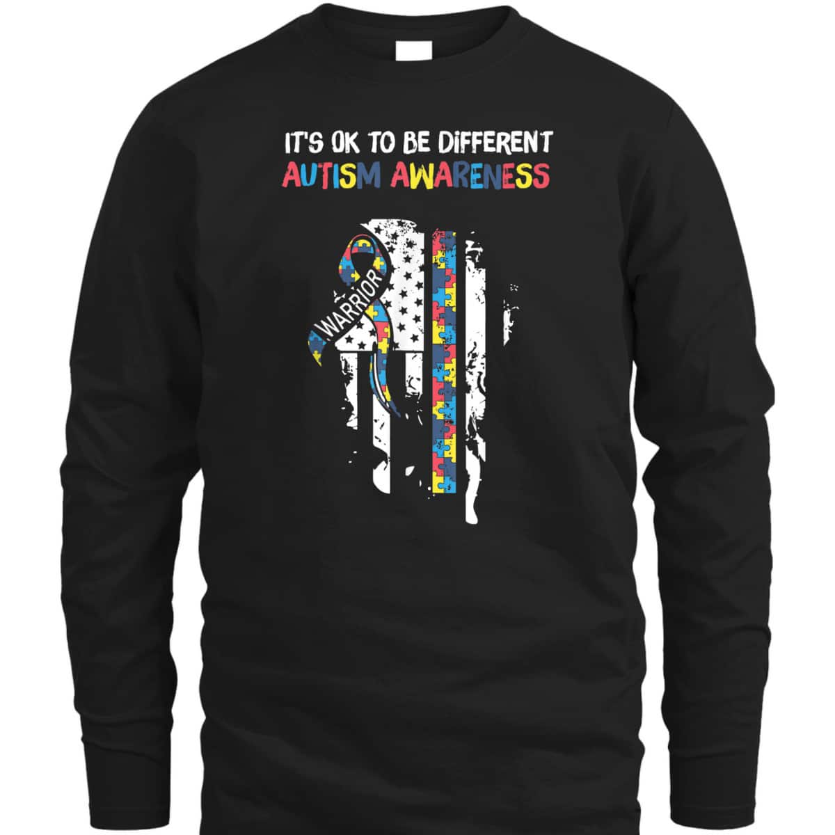It's Ok To Be Different USA Flag Autism Awareness Autistic T-Shirt