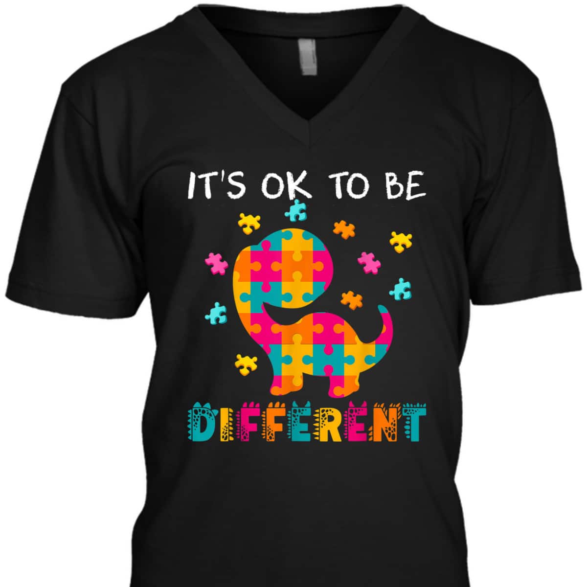 OK TO BE DIFFERENT Dinosaur Autism Awareness Month T-Shirt OK TO BE DIFFERENT Dinosaur Autism Awareness Month T-Shirt