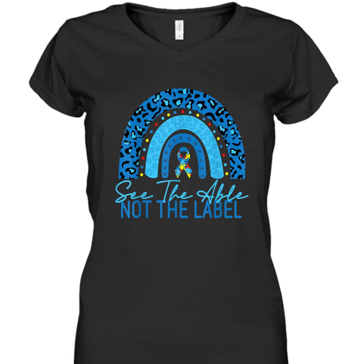 See The Able Not The Label Autism Awareness Puzzle Rainbow T-Shirt