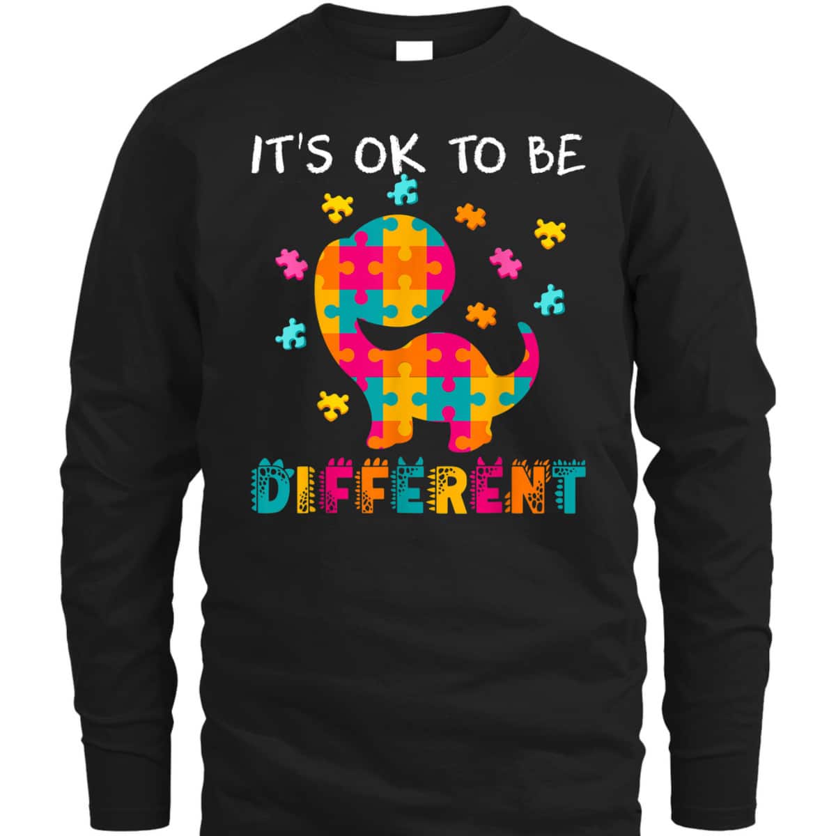 OK TO BE DIFFERENT Dinosaur Autism Awareness Month T-Shirt