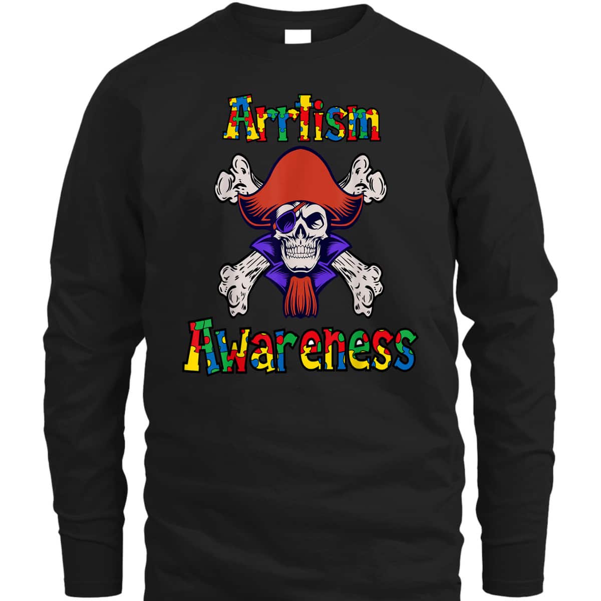 Pirate Skull Autism Awareness Puzzle Piece Boys T-Shirt