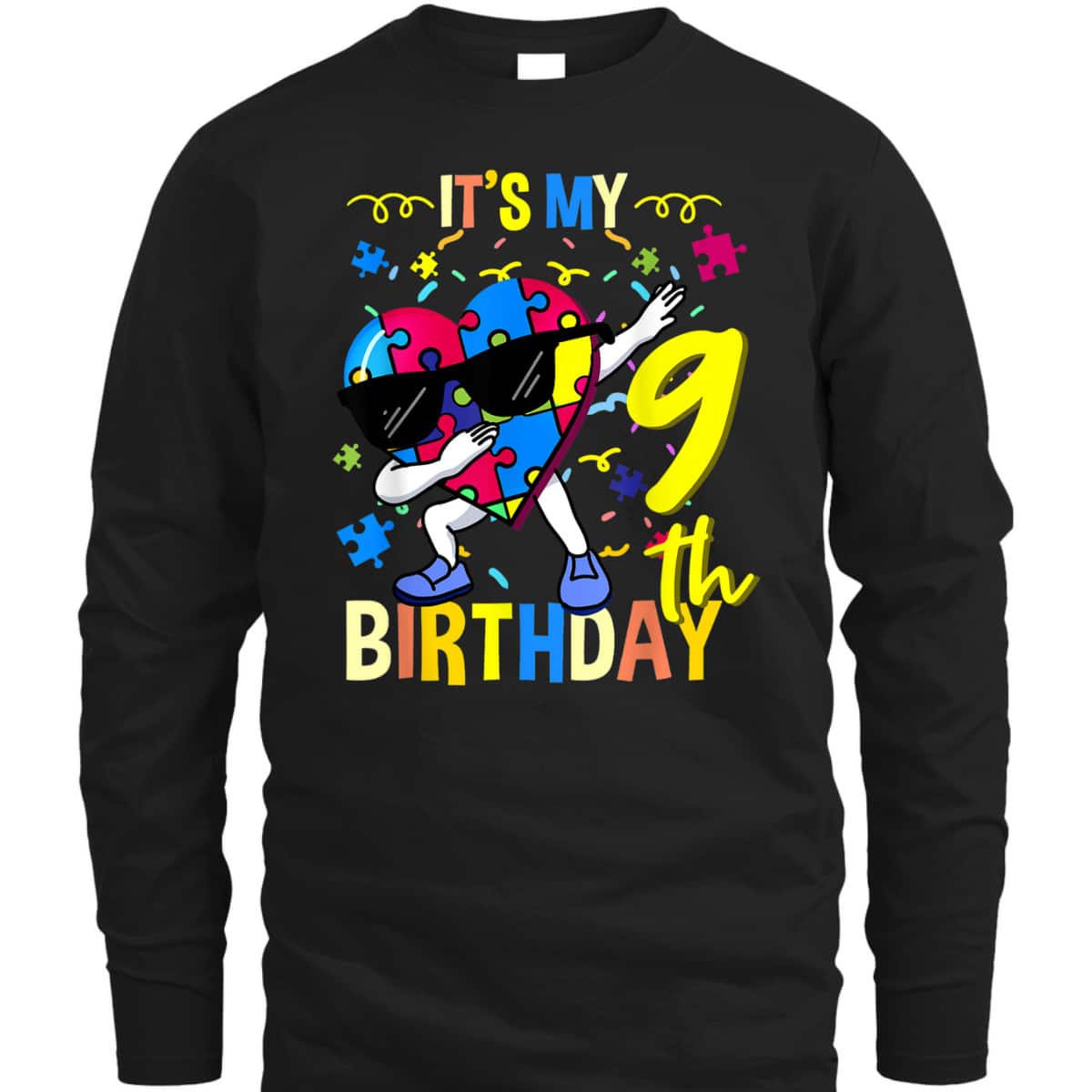 Its My 9th Birthday Dabbing Autism Puzzle T-Shirt
