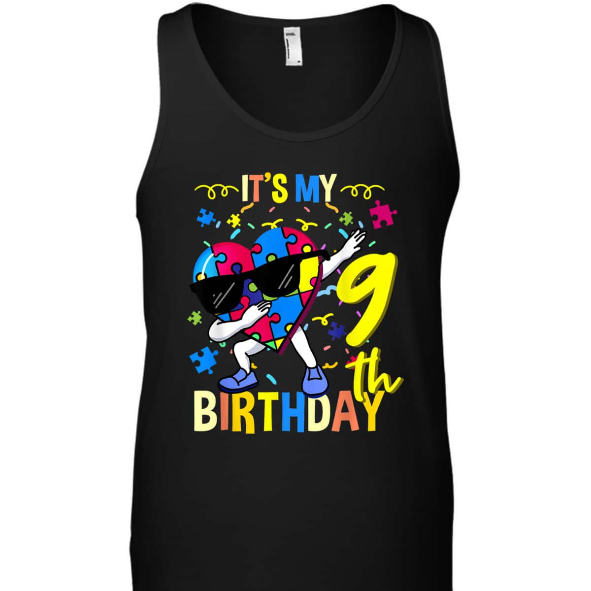 Its My 9th Birthday Dabbing Autism Puzzle T-Shirt