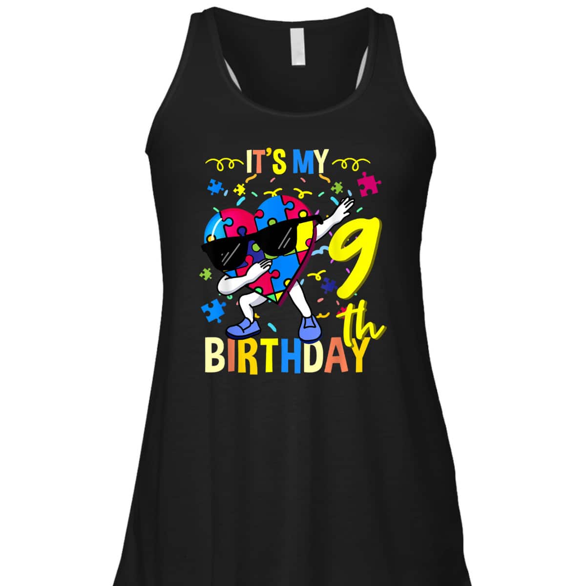 Its My 9th Birthday Dabbing Autism Puzzle T-Shirt