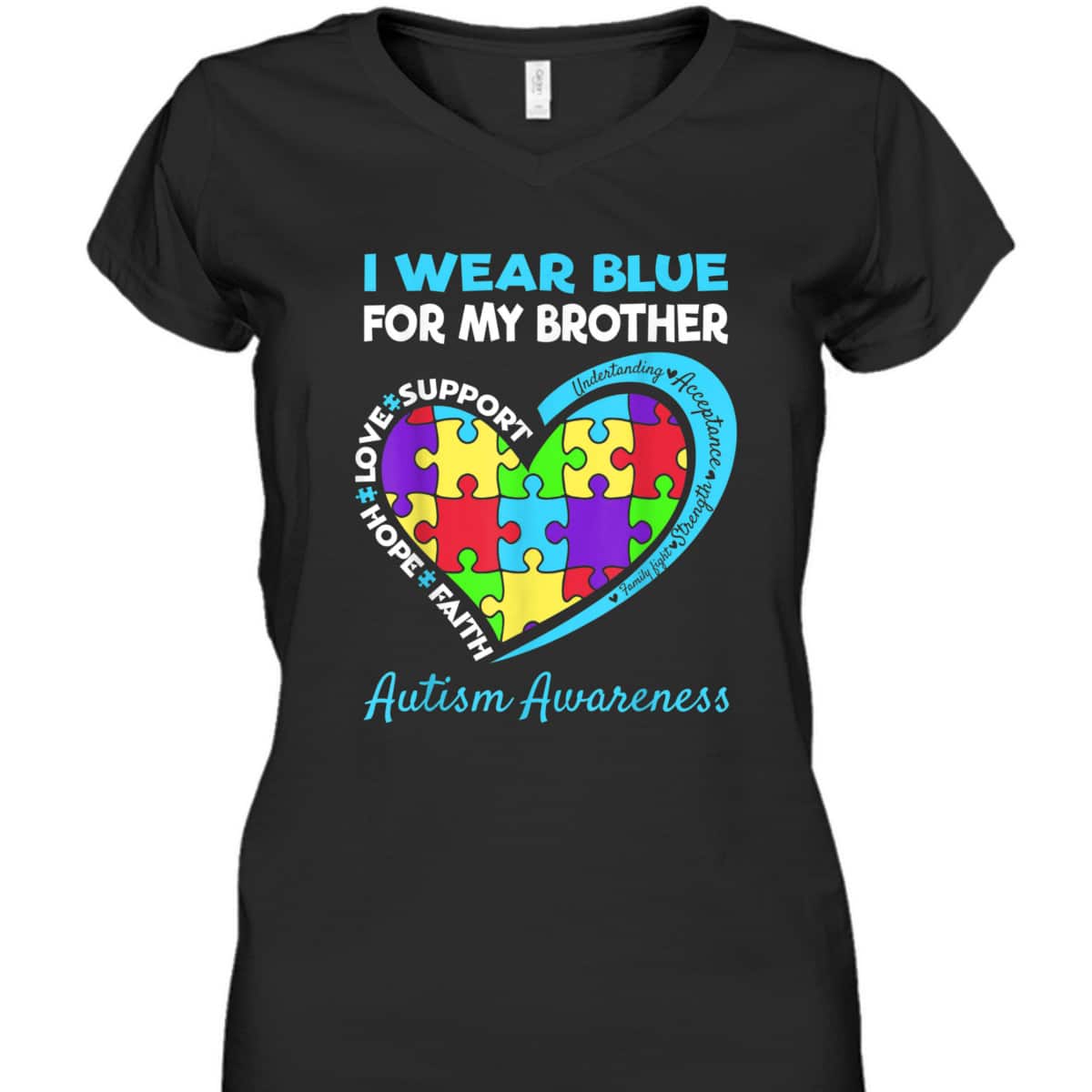 I Wear Blue For My Brother Autism Awareness Day T-Shirt