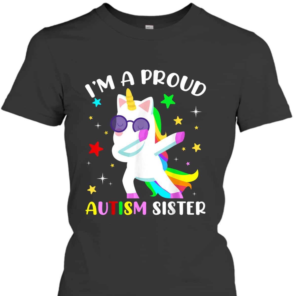 Proud Autism Sister Dab Dance Girls Dabbing Unicorn Autism T-Shirt