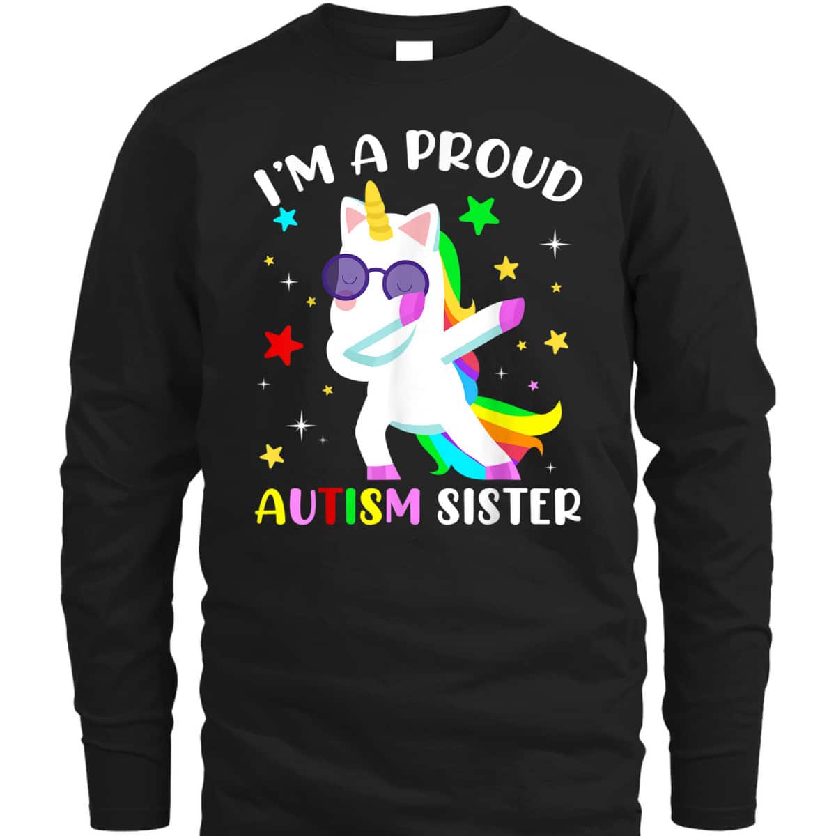 Proud Autism Sister Dab Dance Girls Dabbing Unicorn Autism T-Shirt