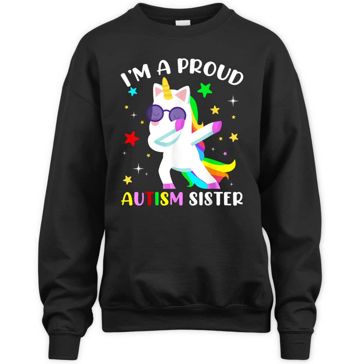 Proud Autism Sister Dab Dance Girls Dabbing Unicorn Autism T-Shirt