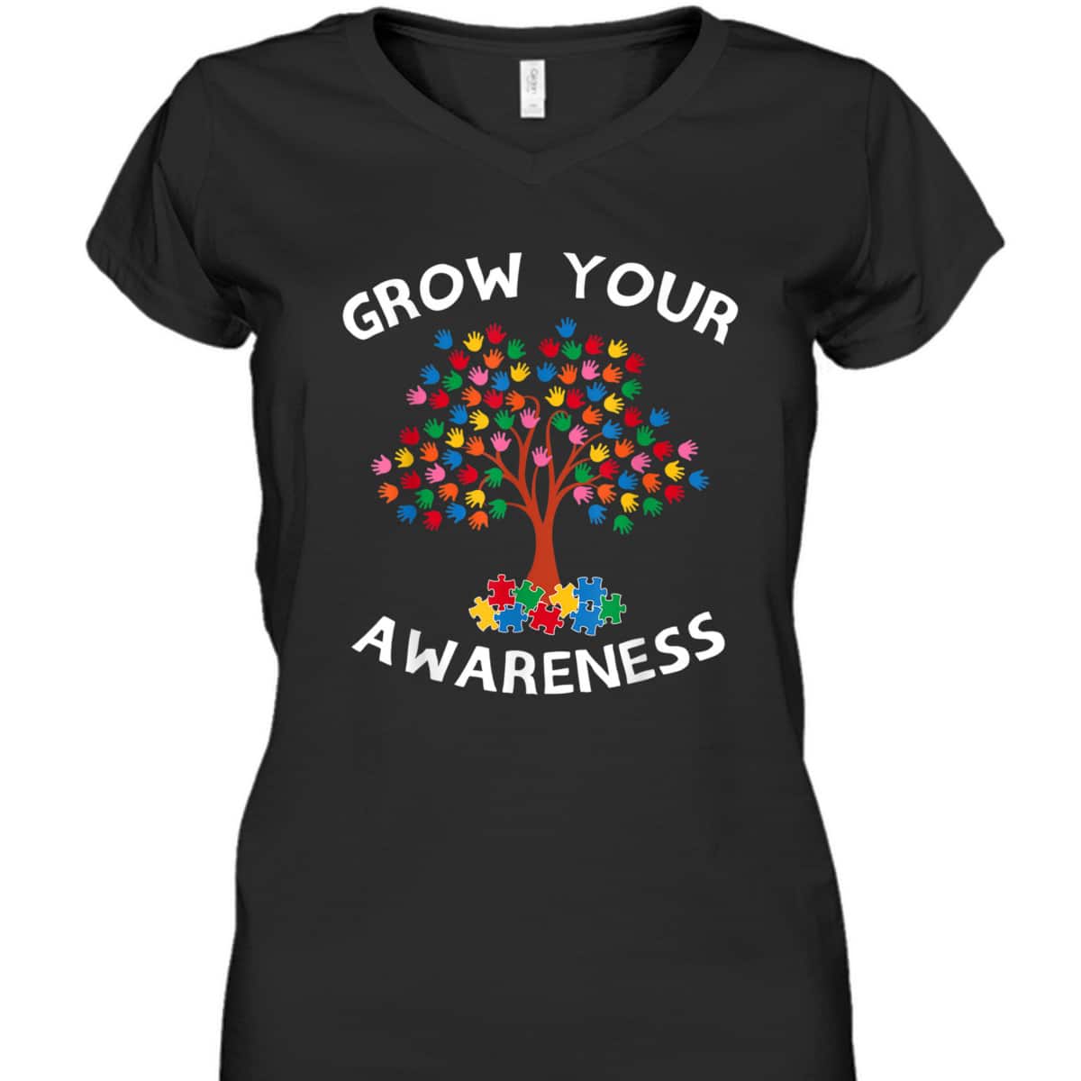 Tree Hands Puzzle Piece Inspirational Autism Awareness Gift T-Shirt