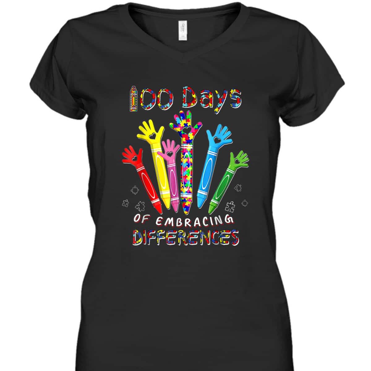 100 Days Of School Embracing Differences Autism Support T-Shirt 100 Days Of School Embracing Differences Autism Support T-Shirt