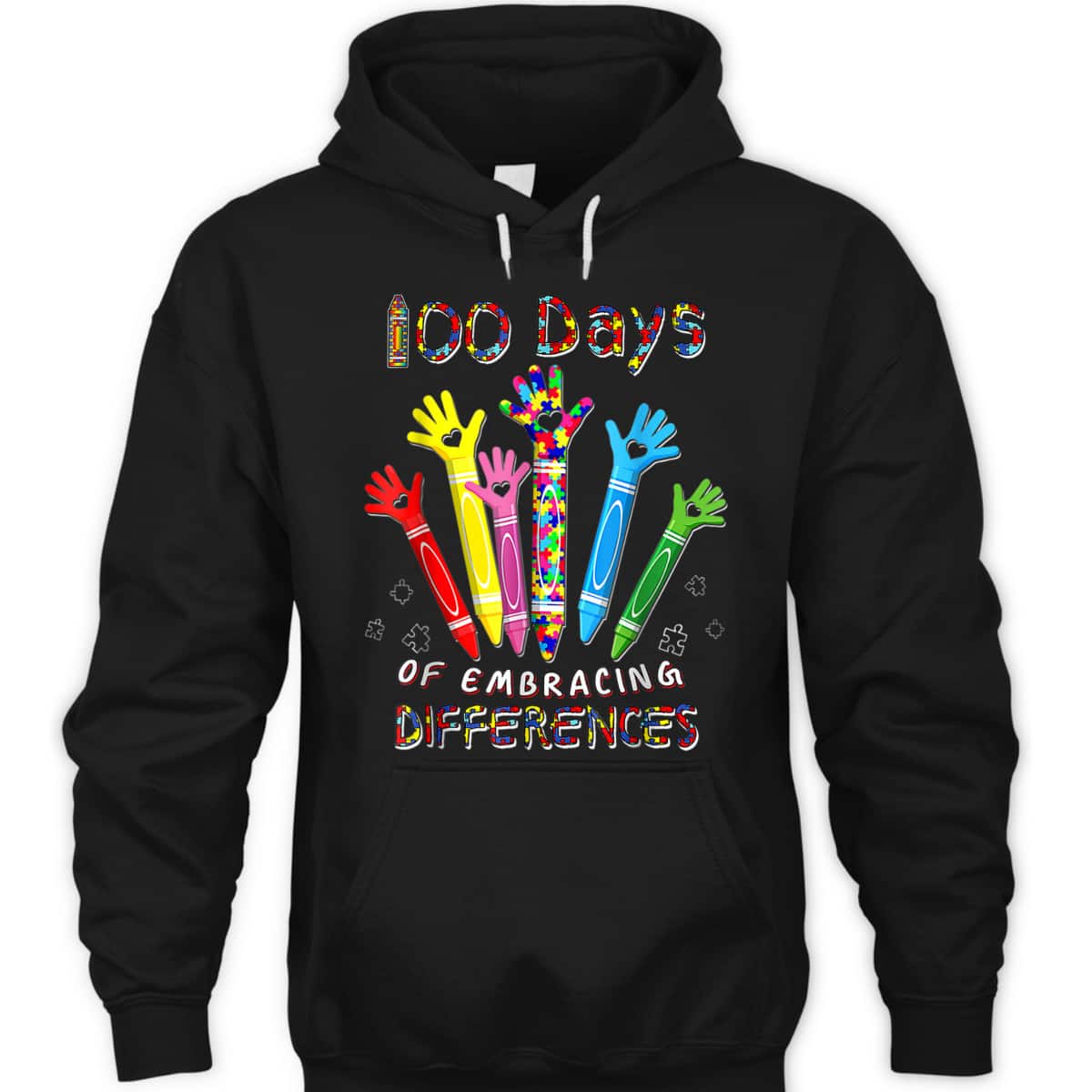 100 Days Of School Embracing Differences Autism Support T-Shirt