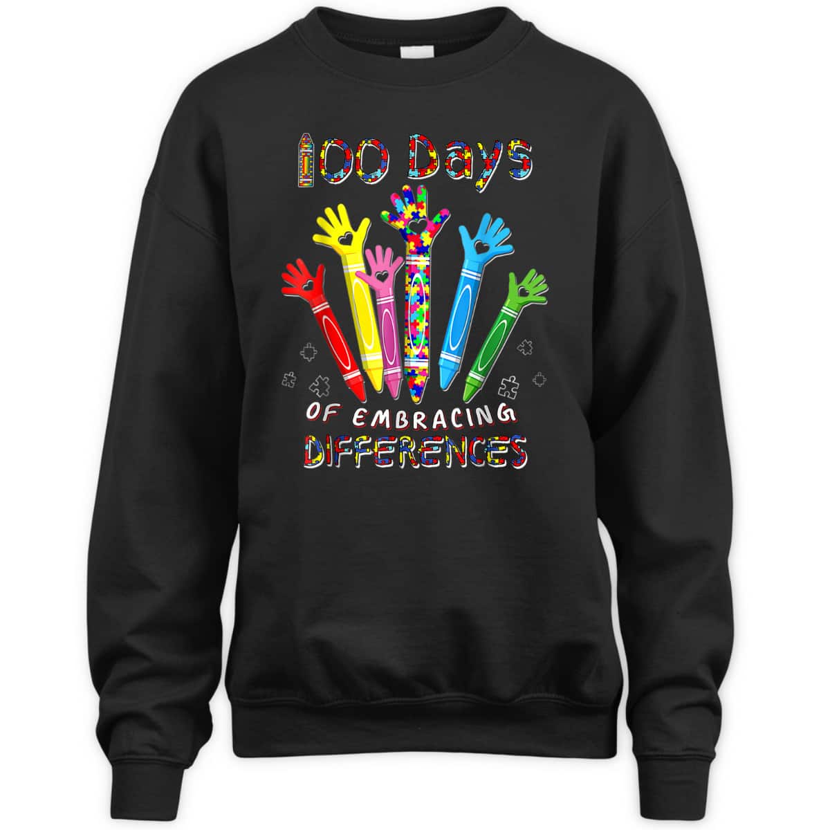100 Days Of School Embracing Differences Autism Support T-Shirt