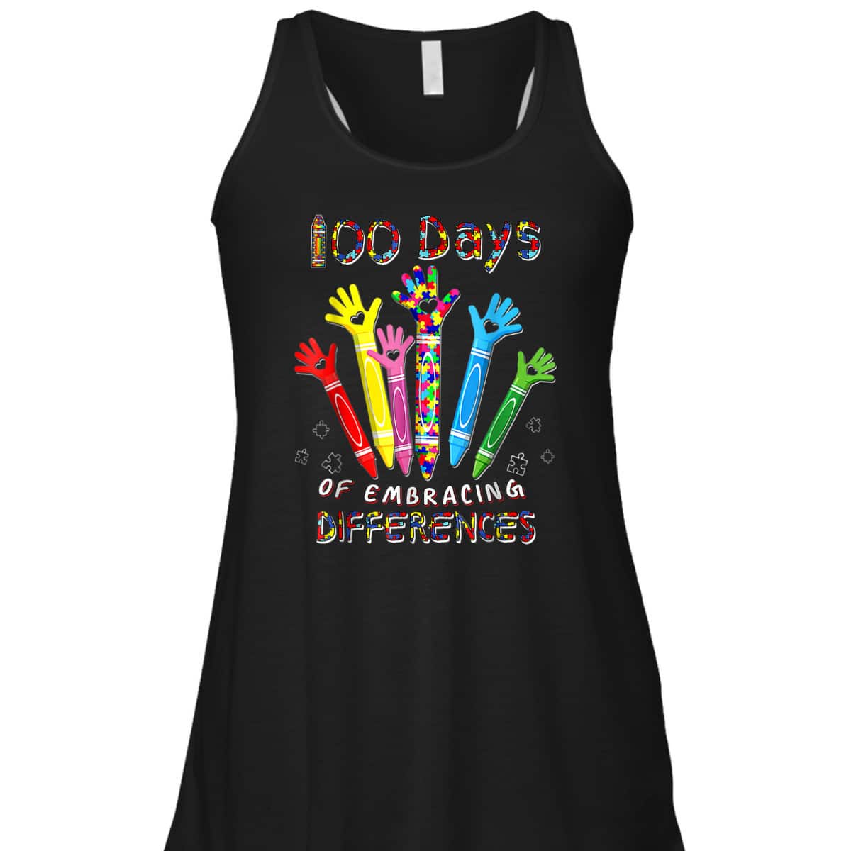 100 Days Of School Embracing Differences Autism Support T-Shirt