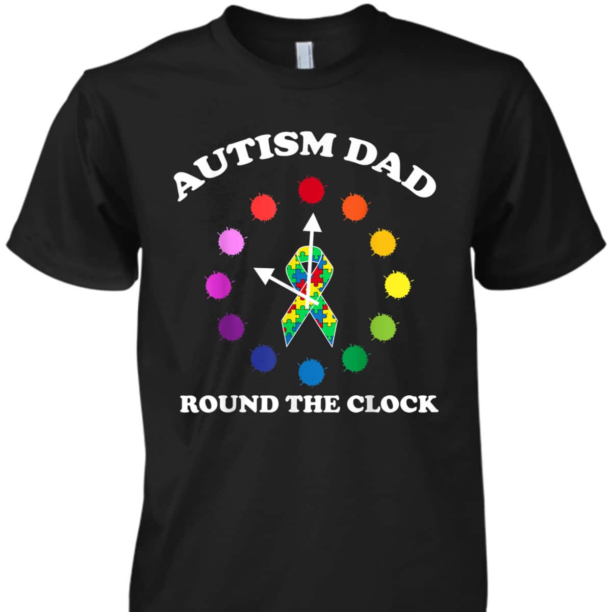 Dad Puzzle Piece Ribbon Autistic Cool Autism Awareness Gift T-Shirt