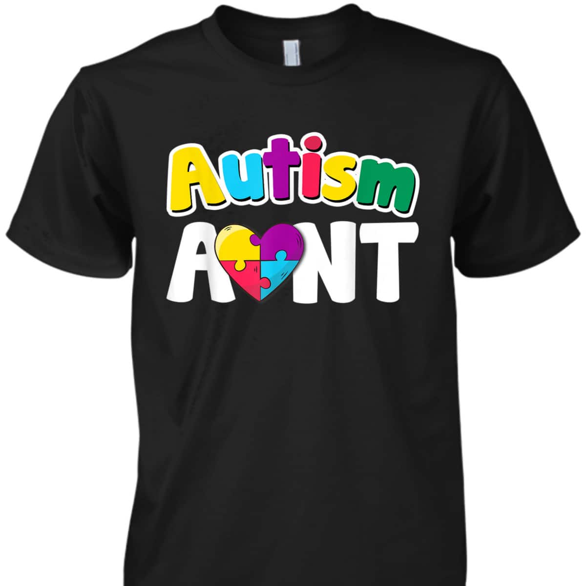 Autism Aunt Awareness Puzzle Pieces Colors Gift T-Shirt