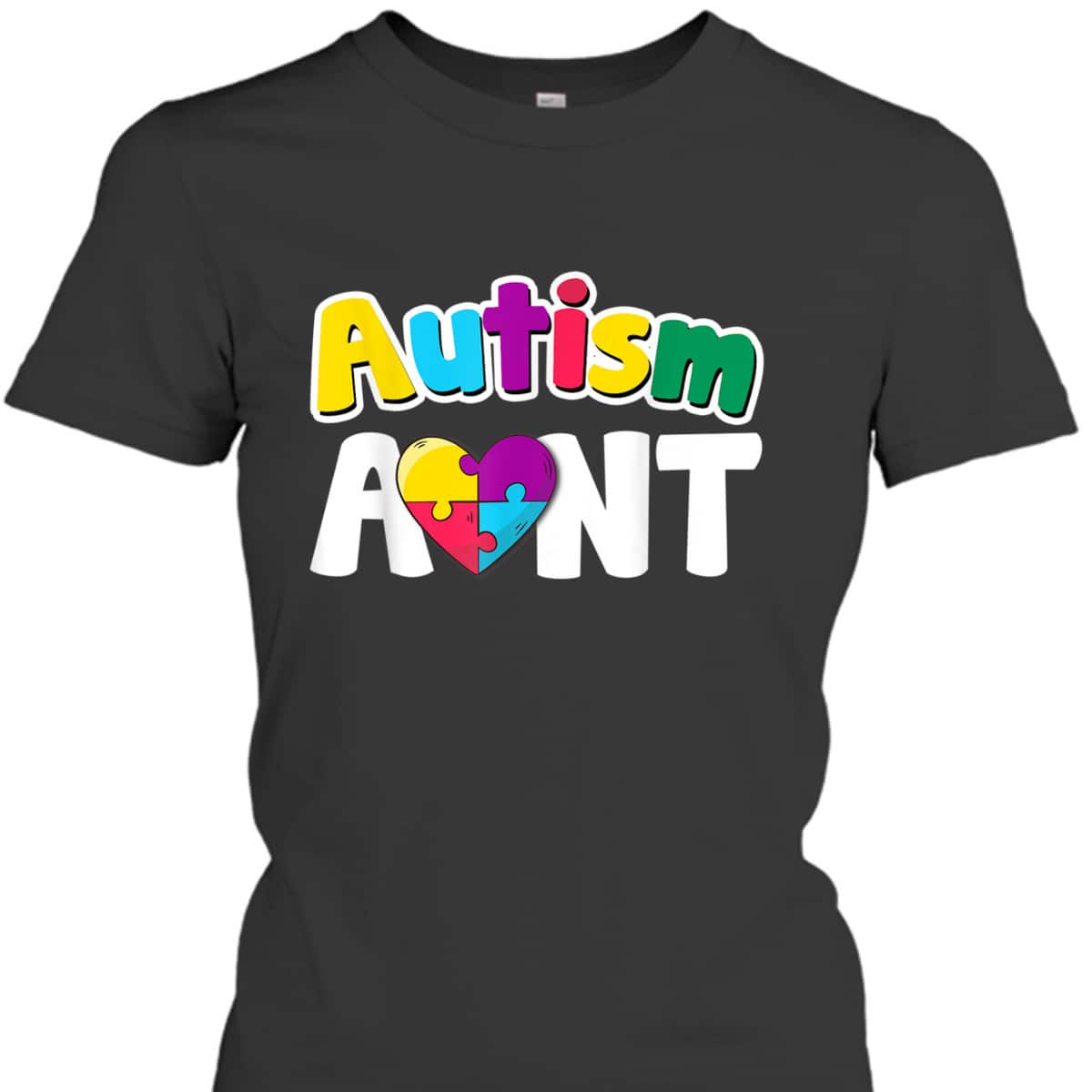 Autism Aunt Awareness Puzzle Pieces Colors Gift T-Shirt
