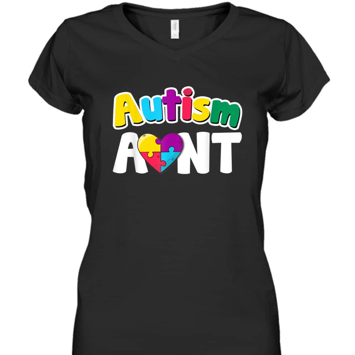 Autism Aunt Awareness Puzzle Pieces Colors Gift T-Shirt