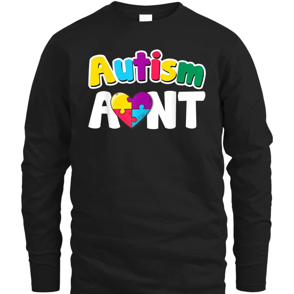 Autism Aunt Awareness Puzzle Pieces Colors Gift T-Shirt