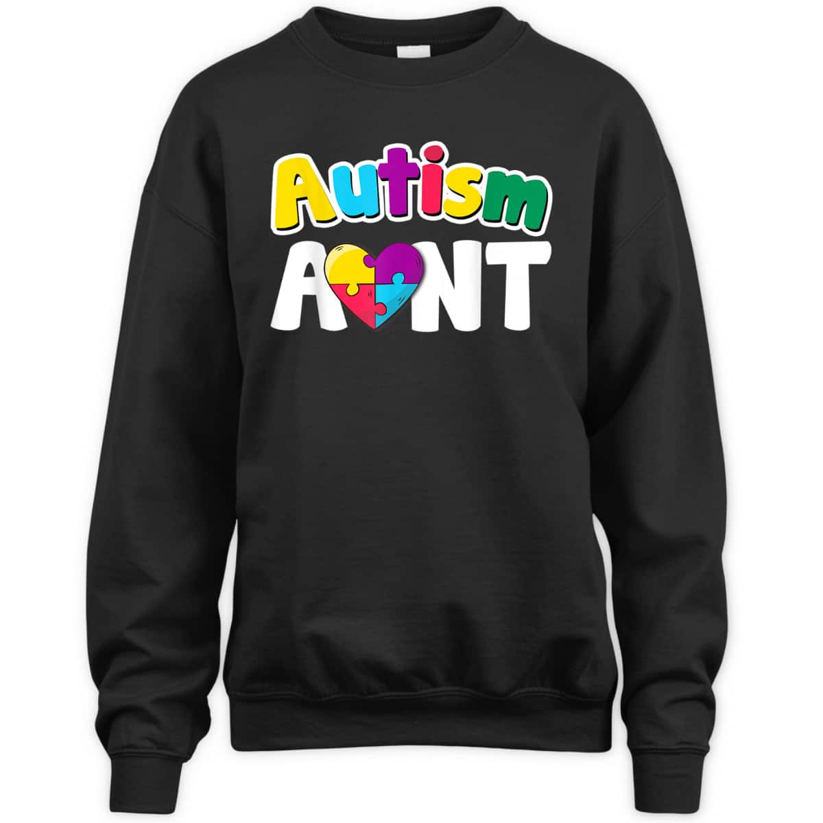 Autism Aunt Awareness Puzzle Pieces Colors Gift T-Shirt