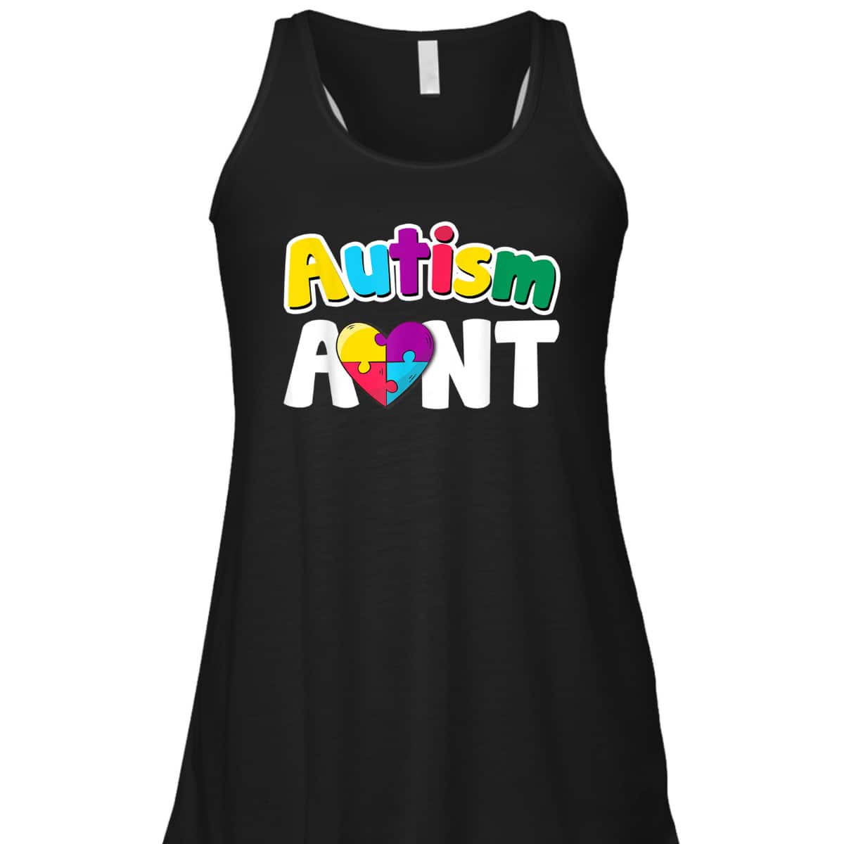 Autism Aunt Awareness Puzzle Pieces Colors Gift T-Shirt