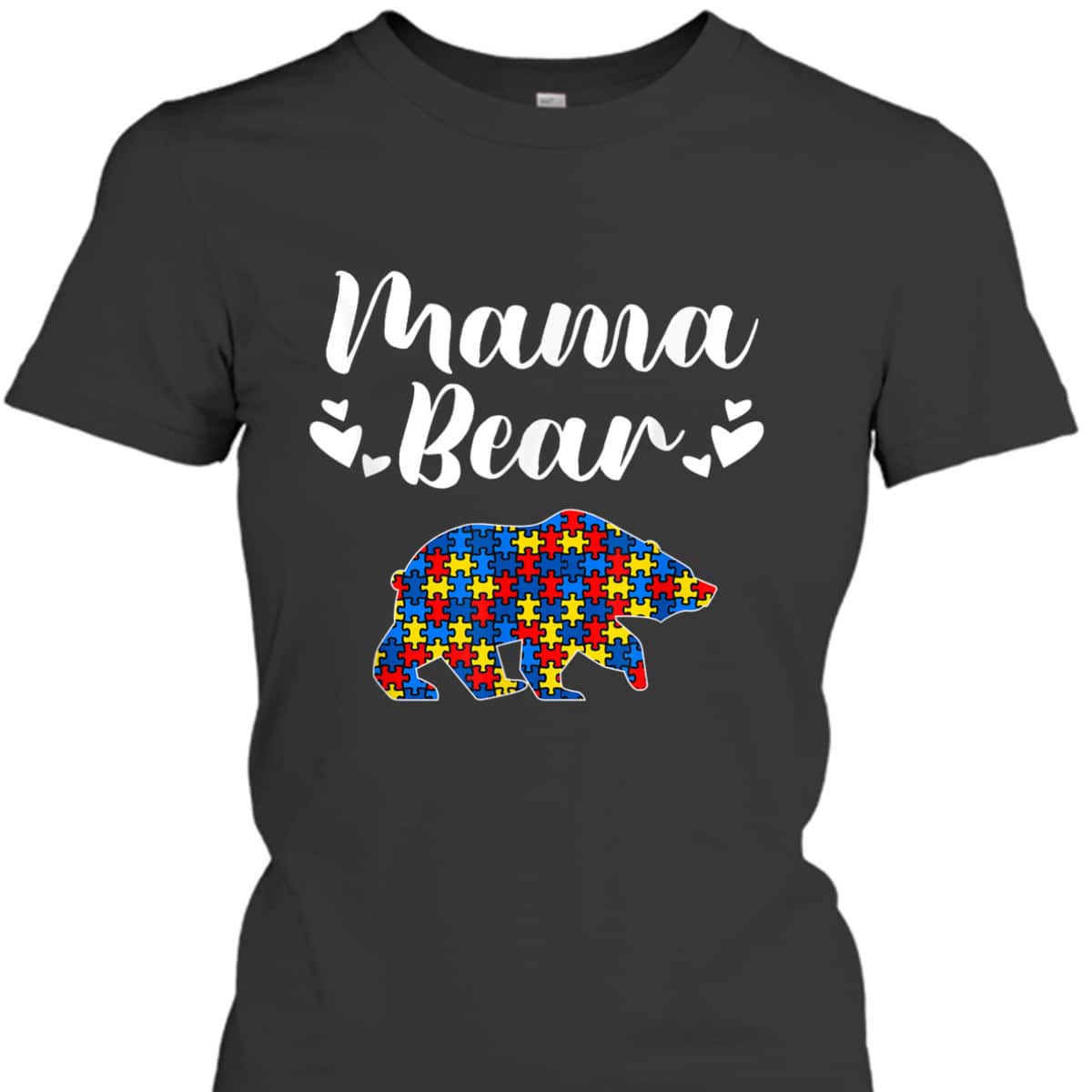 Autism Awareness Mama Bear Puzzle Piece Autistic Mom Gift T-Shirt