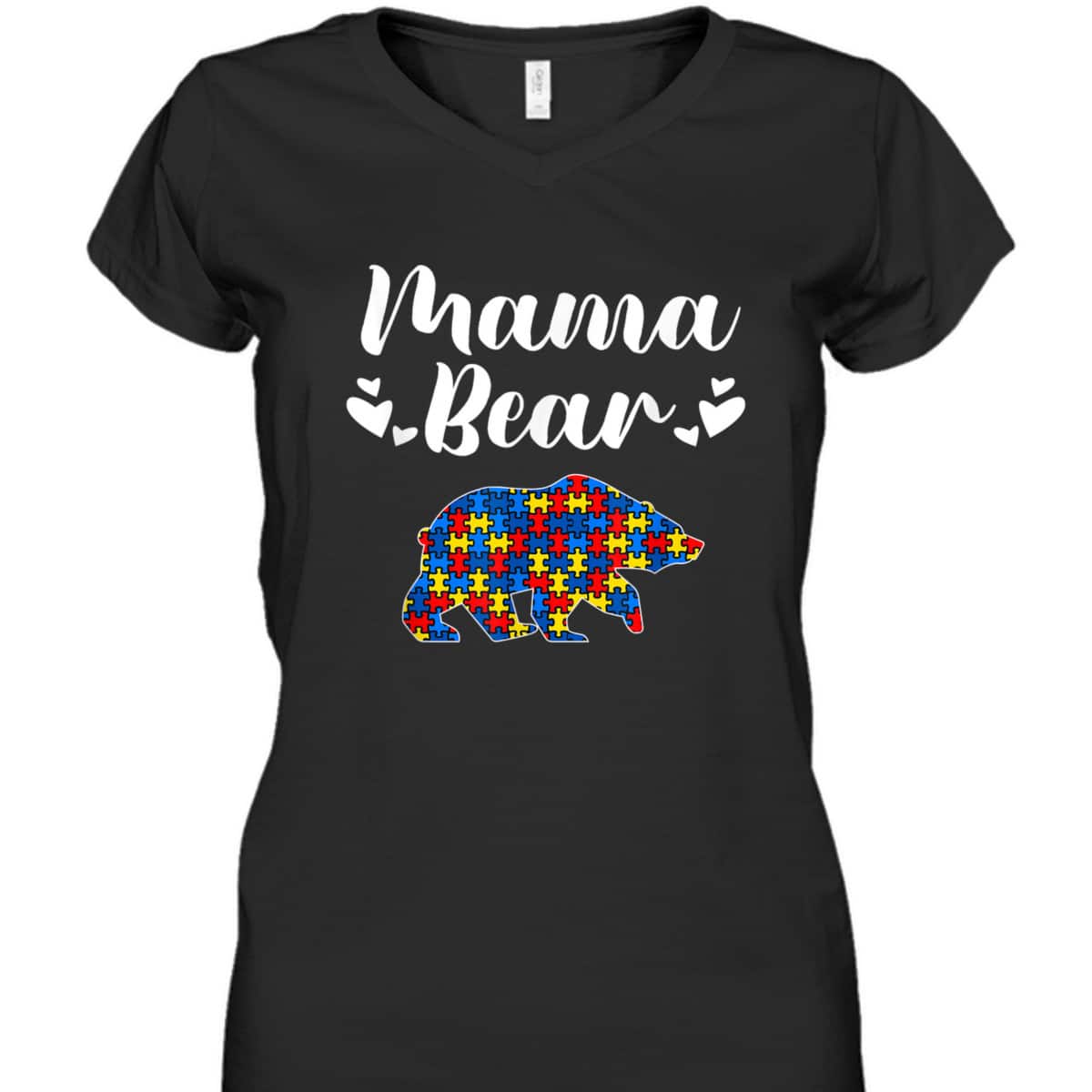 Autism Awareness Mama Bear Puzzle Piece Autistic Mom Gift T-Shirt