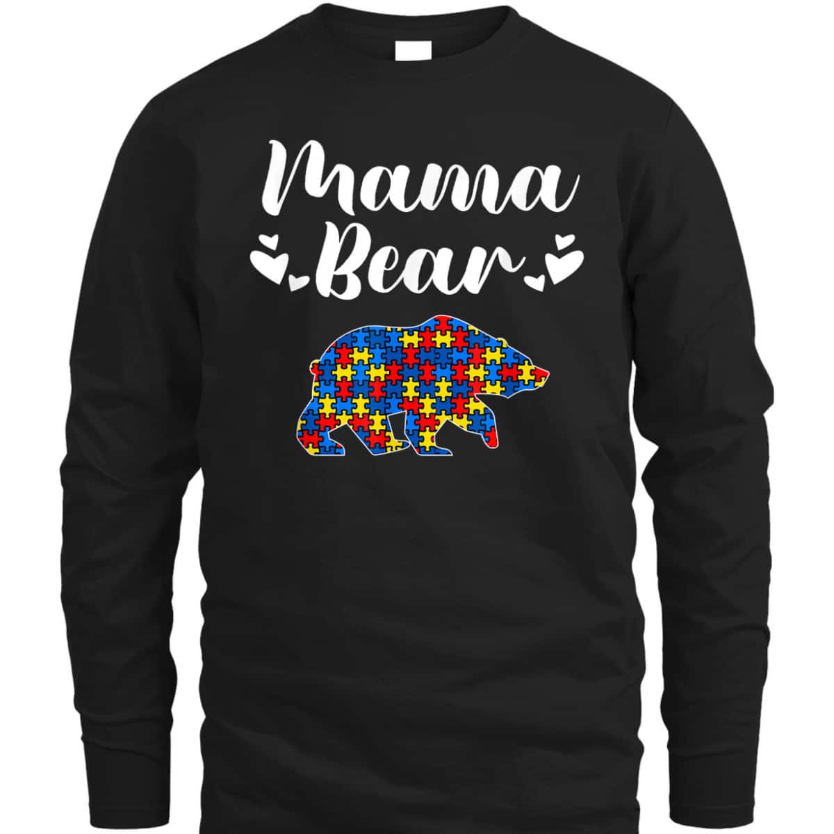 Autism Awareness Mama Bear Puzzle Piece Autistic Mom Gift T-Shirt