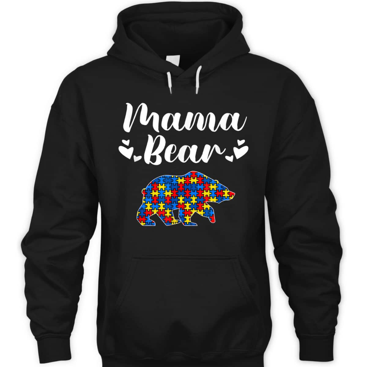 Autism Awareness Mama Bear Puzzle Piece Autistic Mom Gift T-Shirt