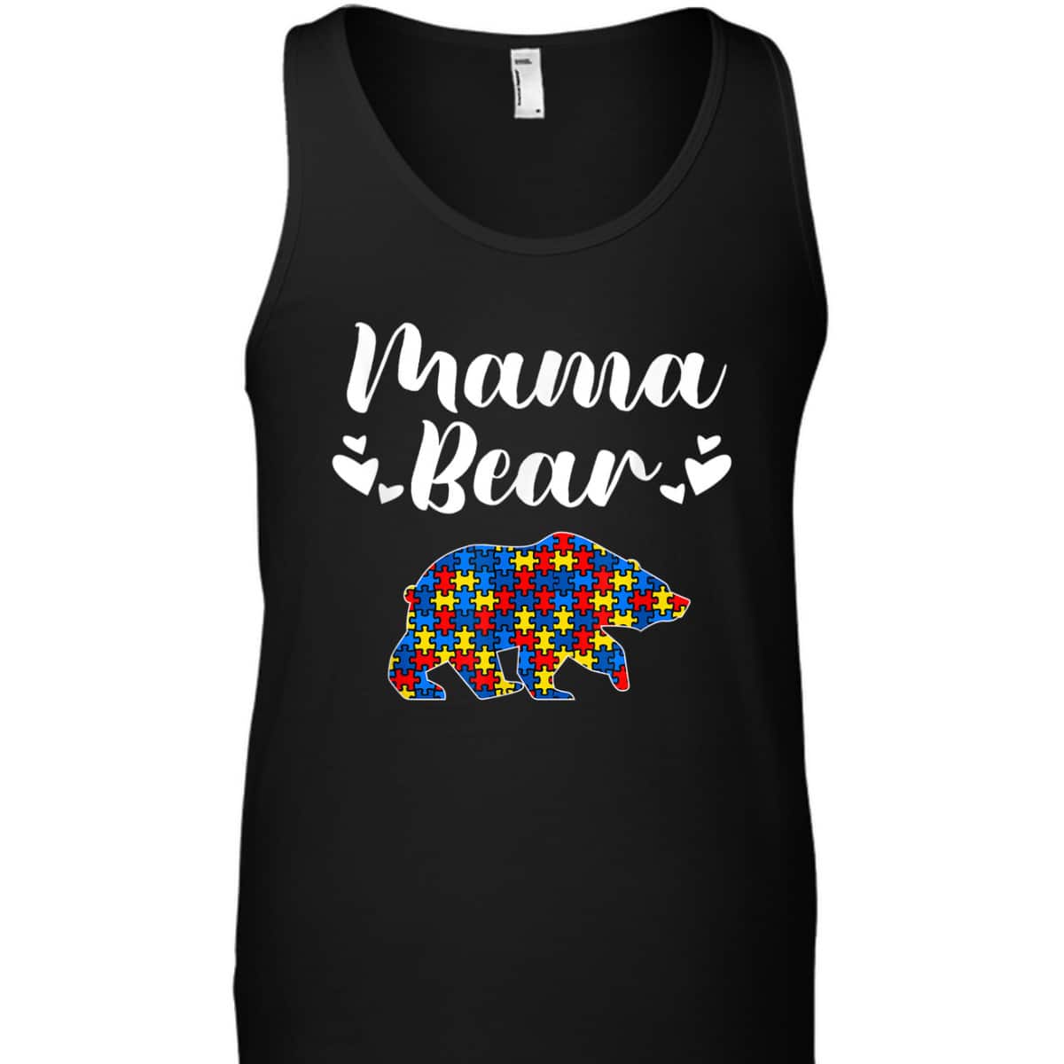 Autism Awareness Mama Bear Puzzle Piece Autistic Mom Gift T-Shirt