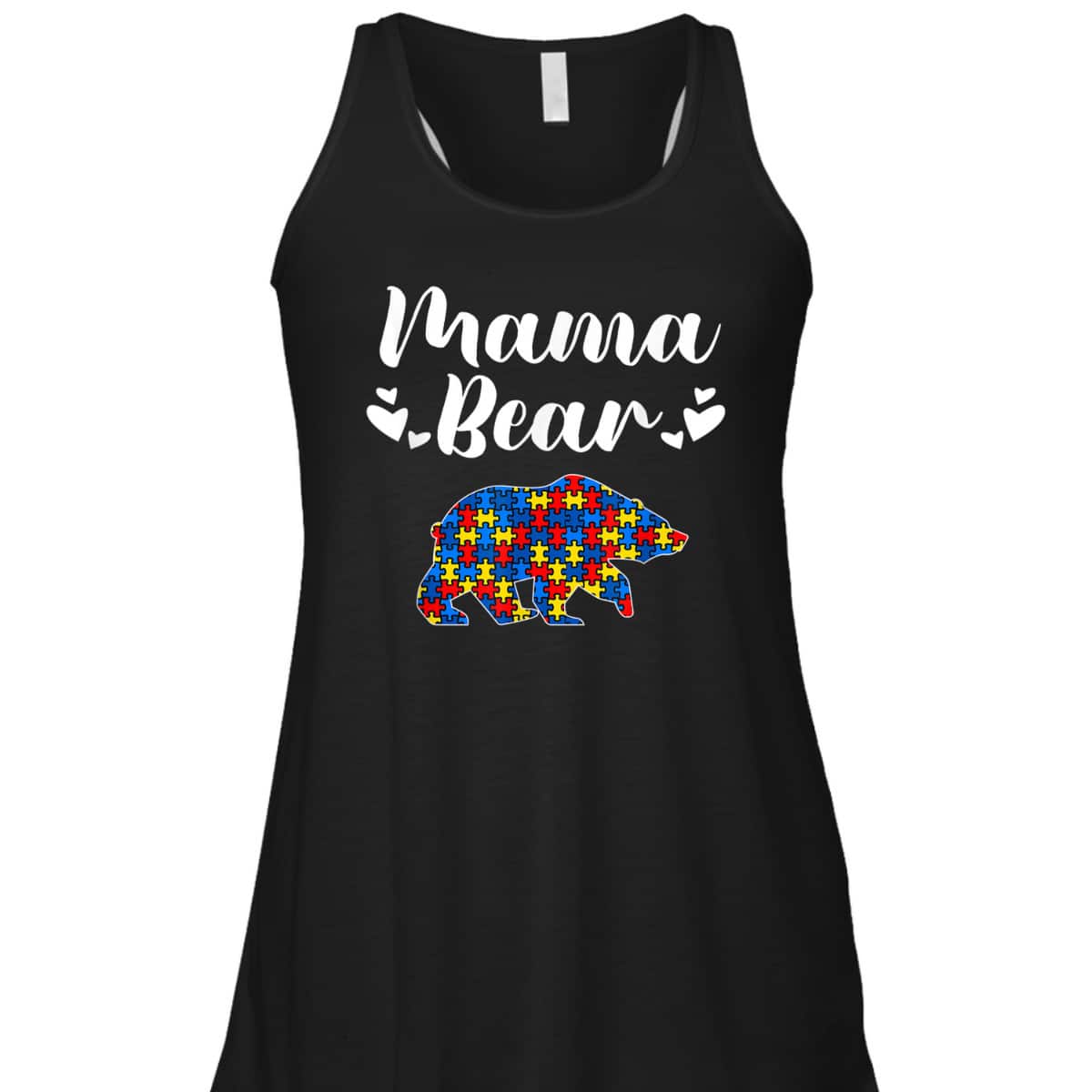 Autism Awareness Mama Bear Puzzle Piece Autistic Mom Gift T-Shirt