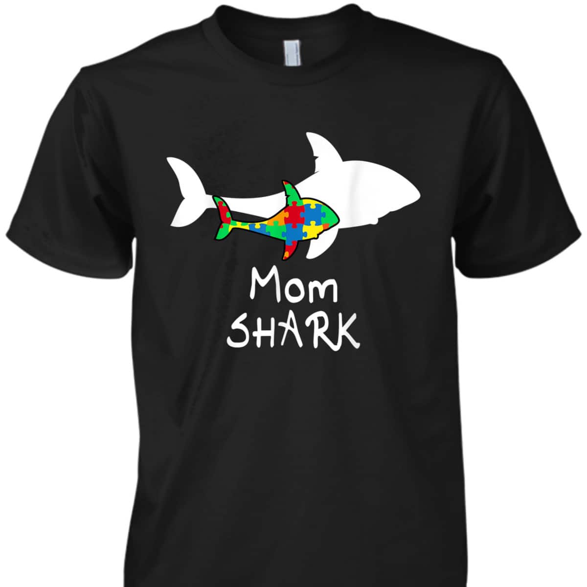 Mom Shark Puzzle Piece Cool Autism Awareness Gift T-Shirt