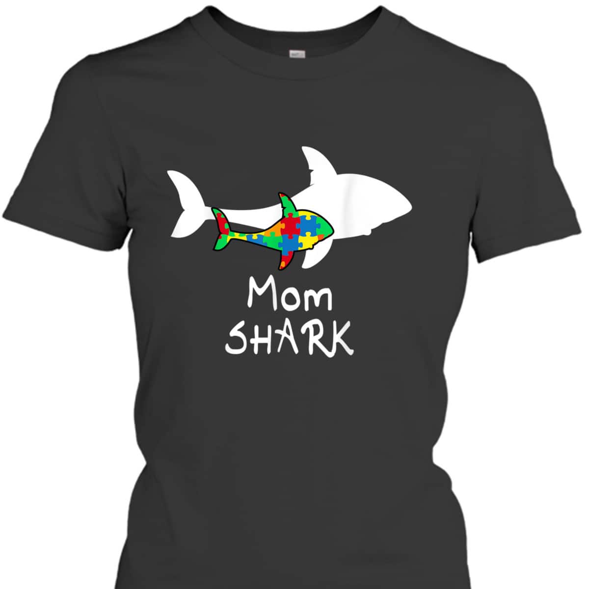 Mom Shark Puzzle Piece Cool Autism Awareness Gift T-Shirt
