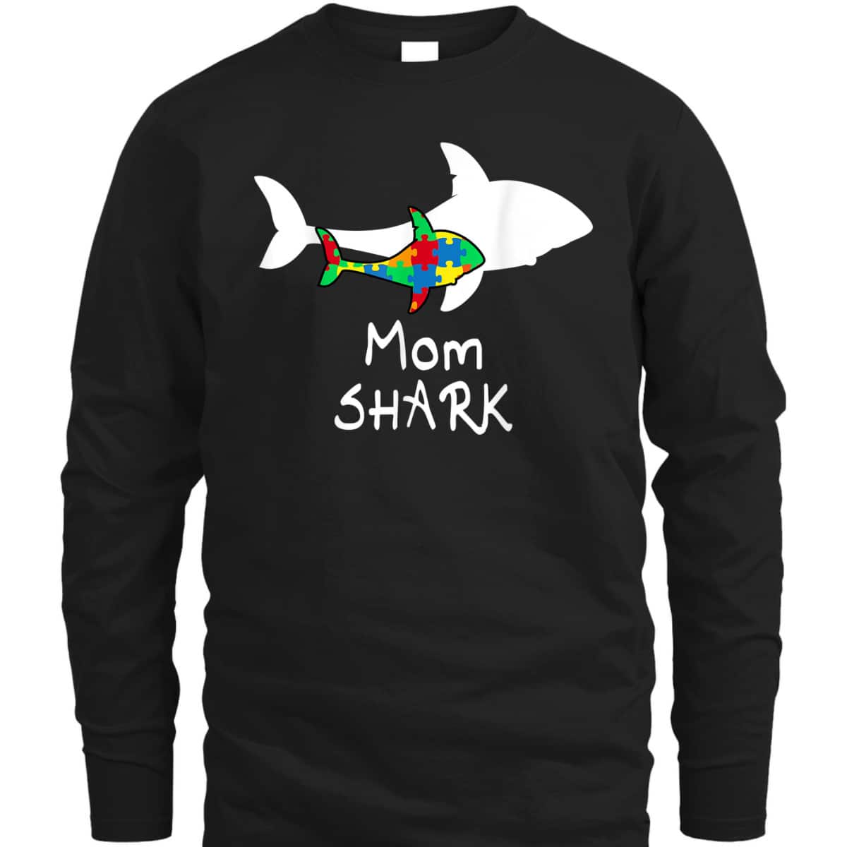 Mom Shark Puzzle Piece Cool Autism Awareness Gift T-Shirt