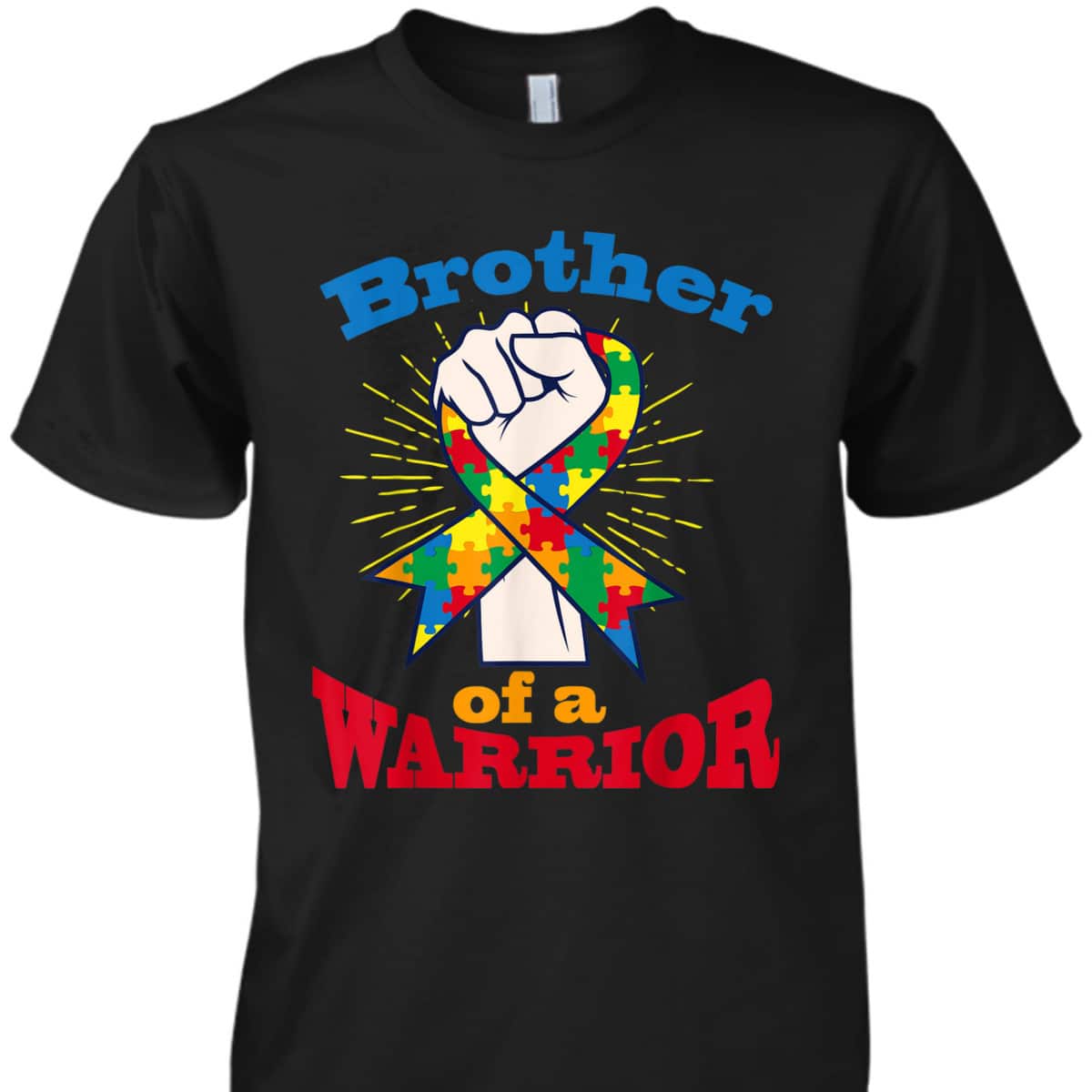 Brother Of Warrior Puzzle Ribbon Cool Autism Awareness Gift T-Shirt