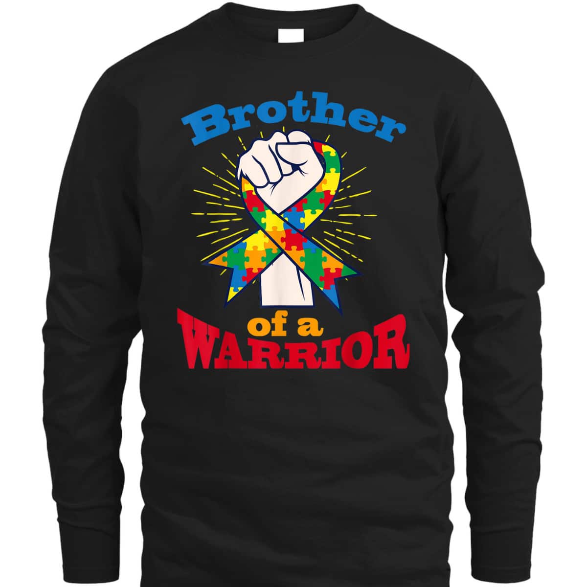 Brother Of Warrior Puzzle Ribbon Cool Autism Awareness Gift T-Shirt