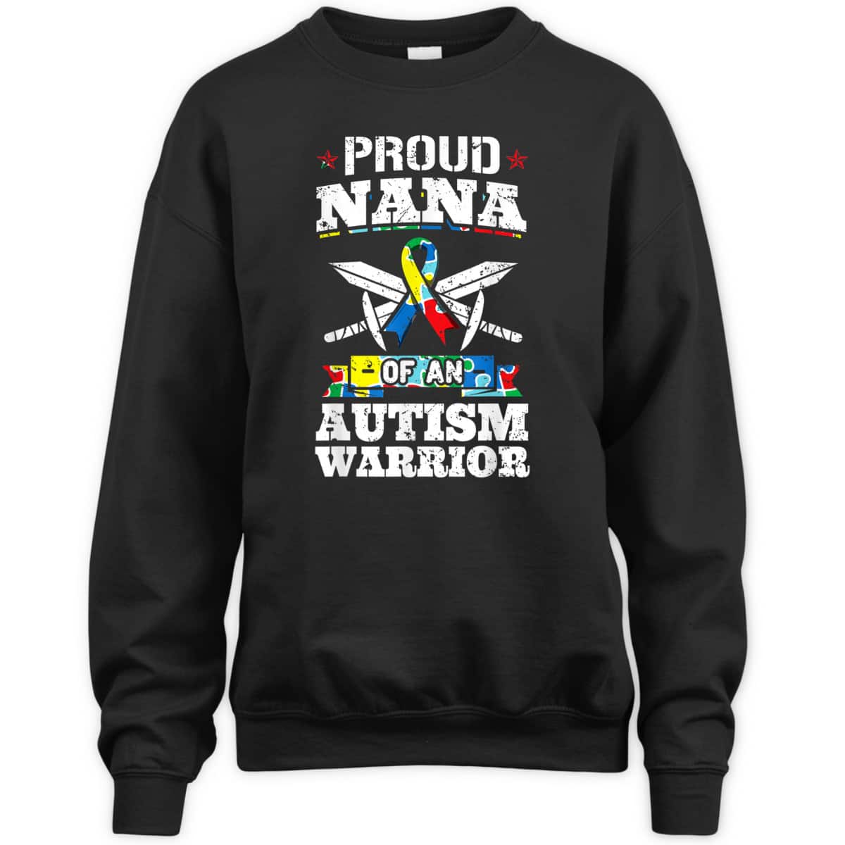Proud Nana Of An Autism Warrior Awareness Ribbon Grandma T-Shirt