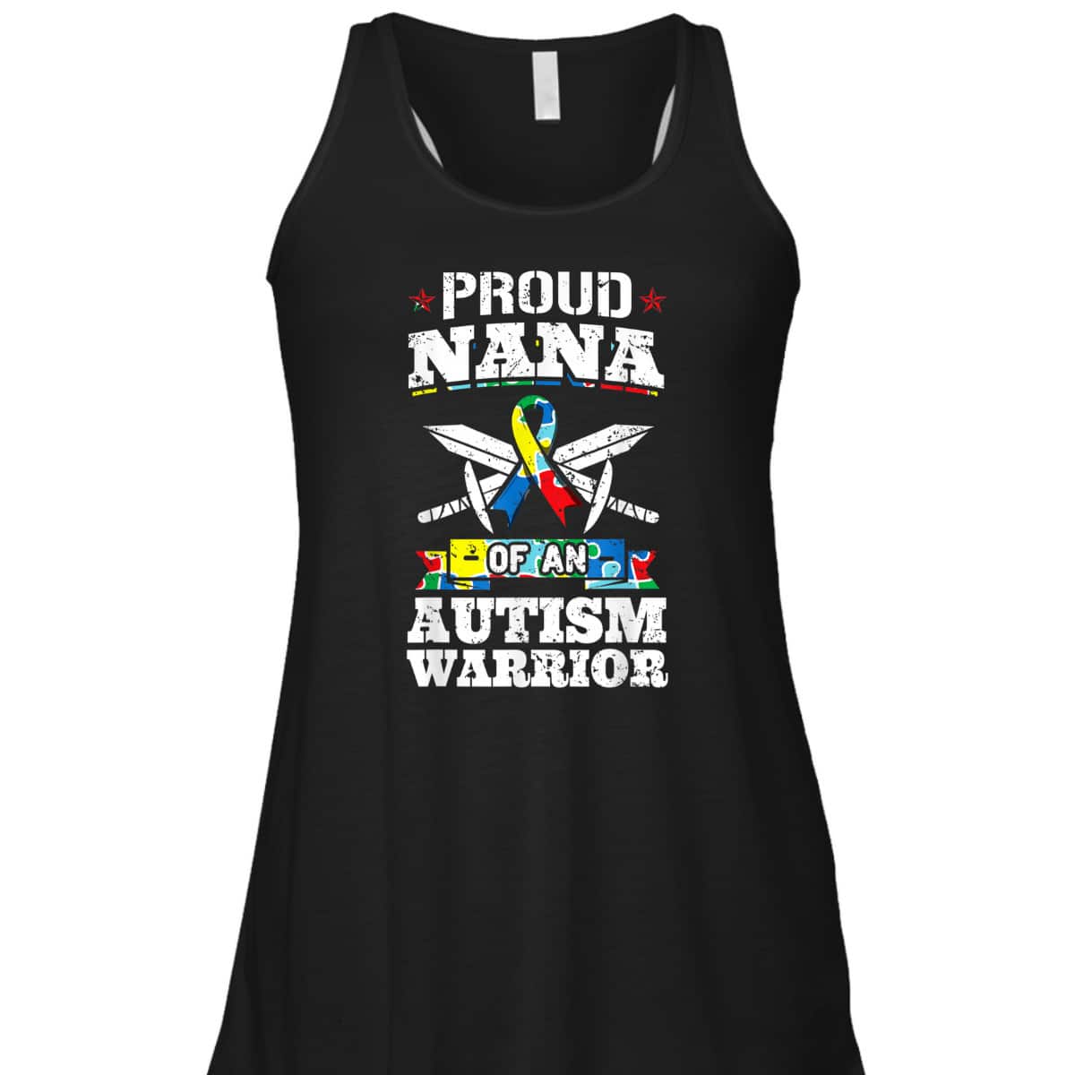 Proud Nana Of An Autism Warrior Awareness Ribbon Grandma T-Shirt