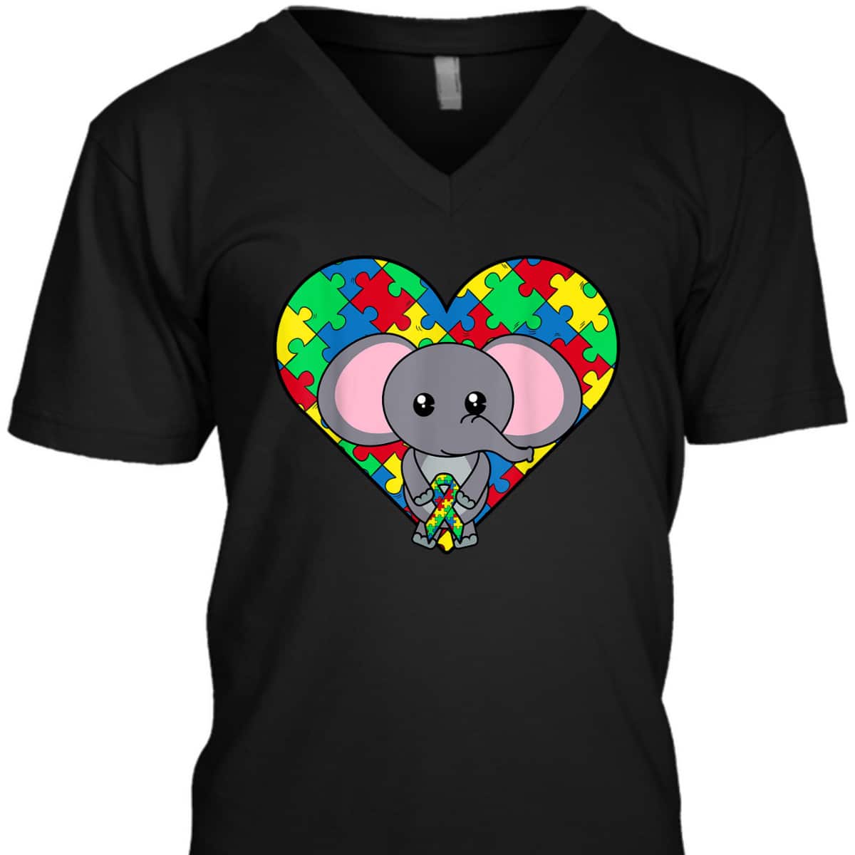 Elephant Heart Puzzle Ribbon Cool Autism Awareness Gift T-Shirt