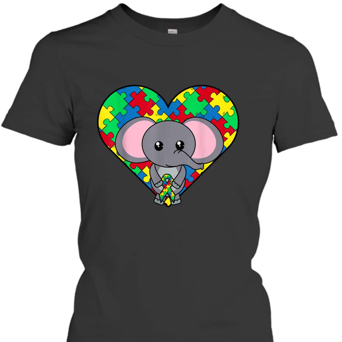 Elephant Heart Puzzle Ribbon Cool Autism Awareness Gift T-Shirt