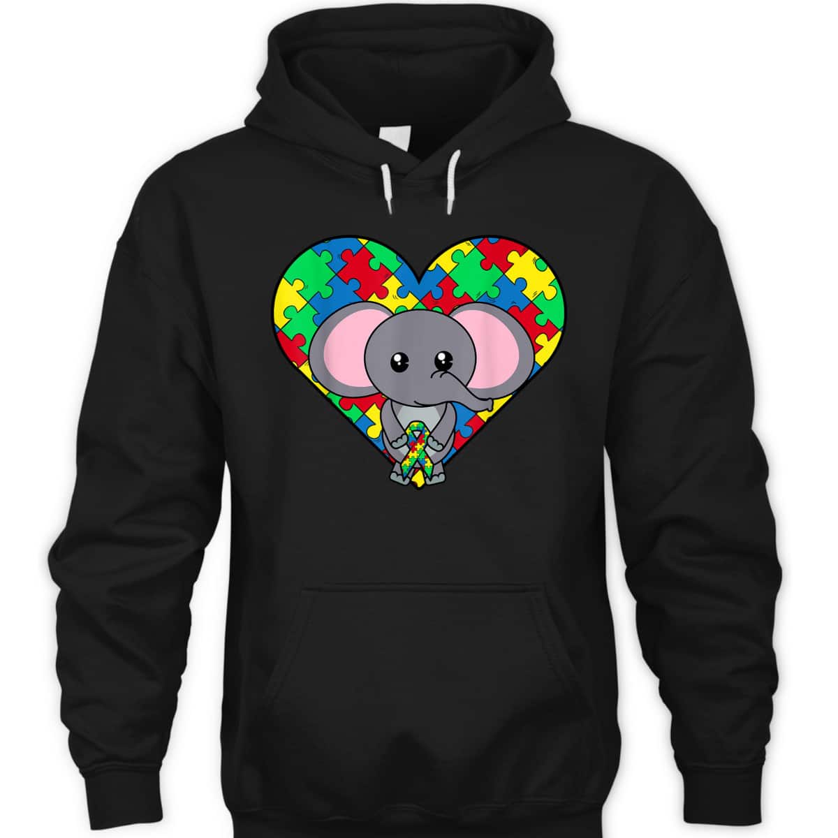 Elephant Heart Puzzle Ribbon Cool Autism Awareness Gift T-Shirt