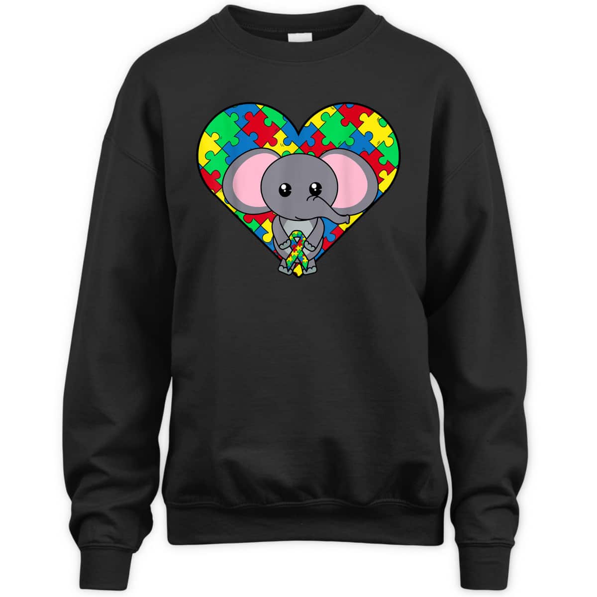 Elephant Heart Puzzle Ribbon Cool Autism Awareness Gift T-Shirt