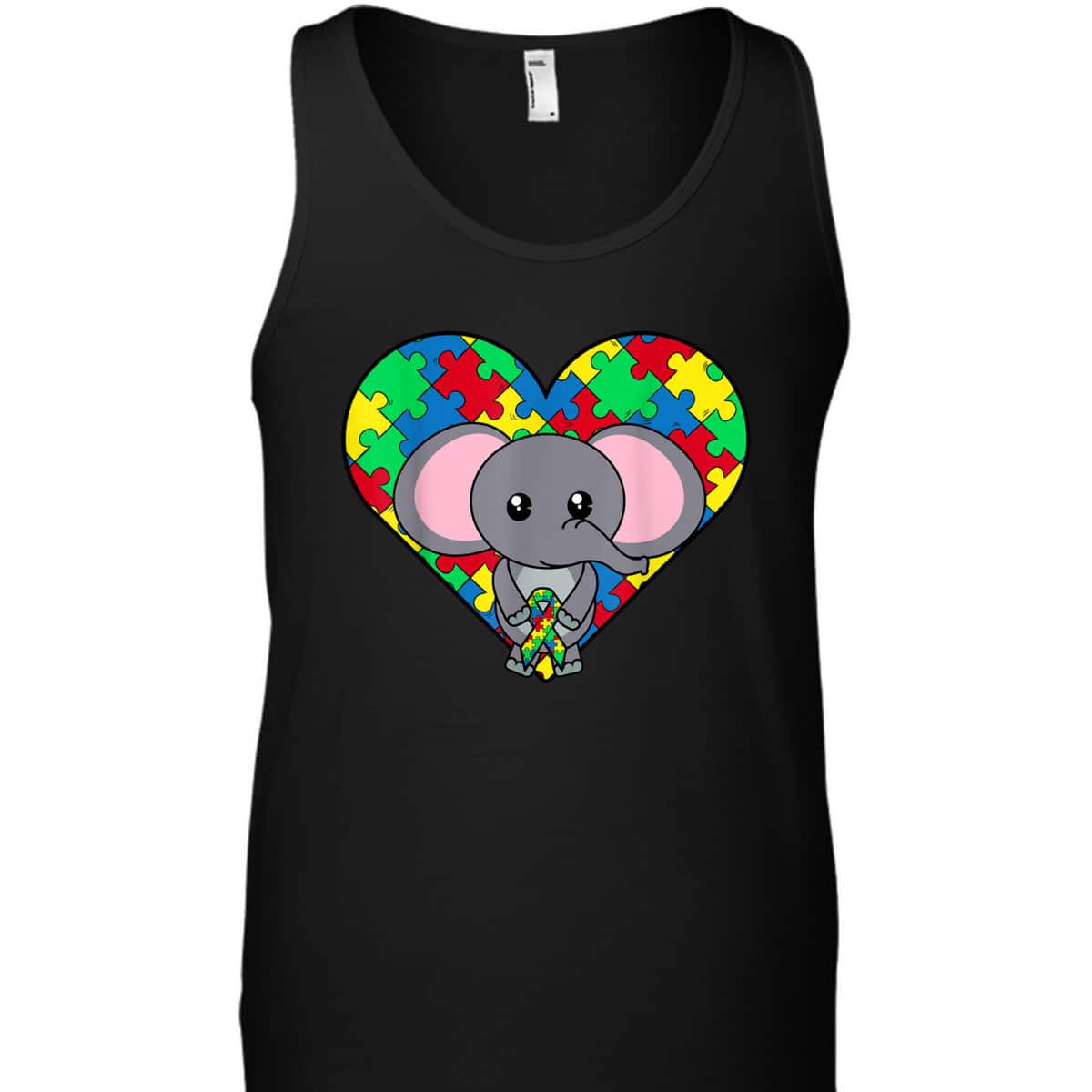 Elephant Heart Puzzle Ribbon Cool Autism Awareness Gift T-Shirt