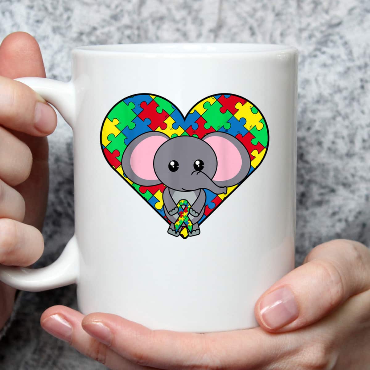 Elephant Heart Puzzle Ribbon Cool Autism Awareness Gift T-Shirt