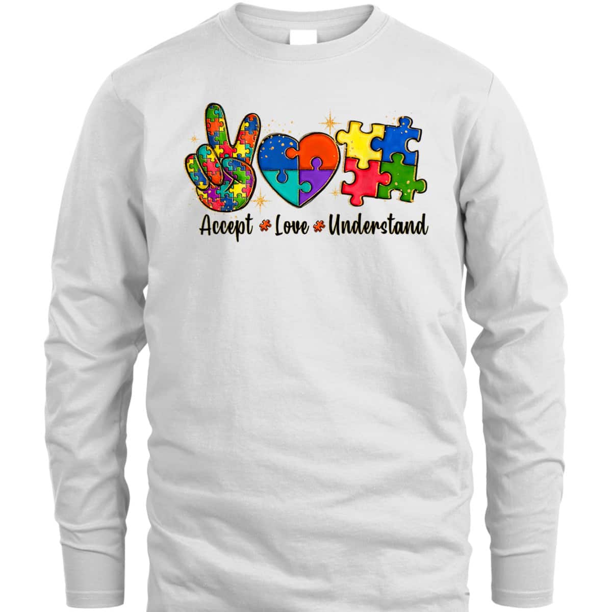 Love Accept Autism Mom Autism Dad Women Autism Awareness T-Shirt