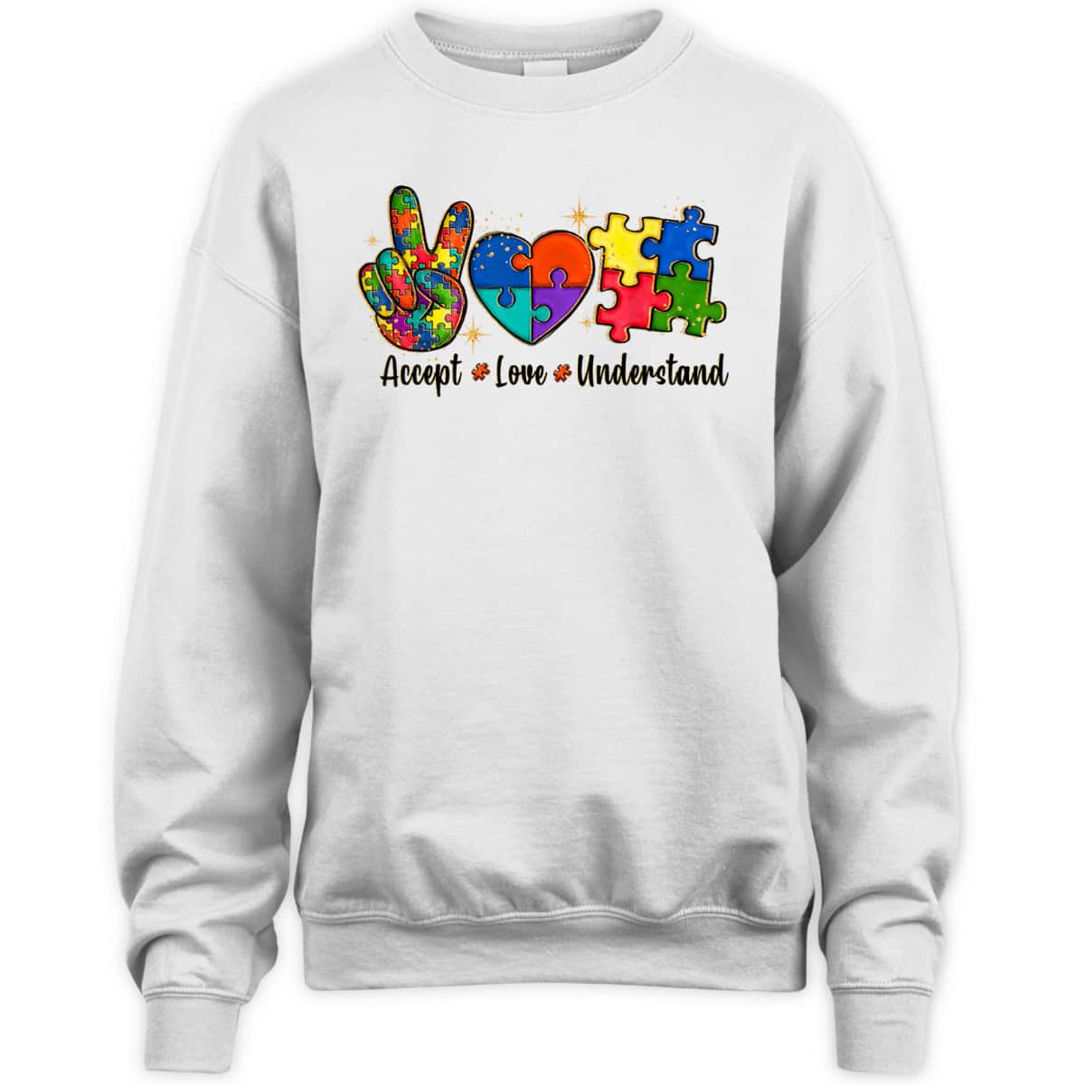 Love Accept Autism Mom Autism Dad Women Autism Awareness T-Shirt