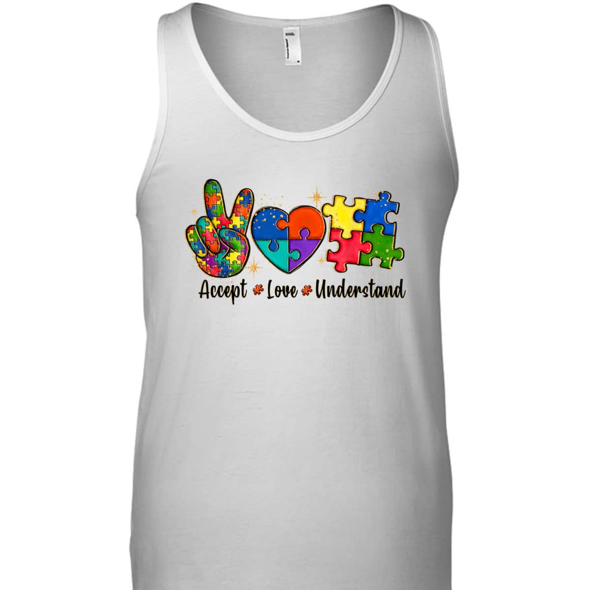 Love Accept Autism Mom Autism Dad Women Autism Awareness T-Shirt