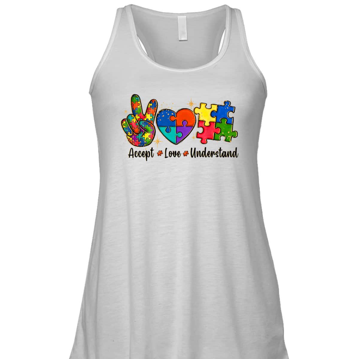 Love Accept Autism Mom Autism Dad Women Autism Awareness T-Shirt