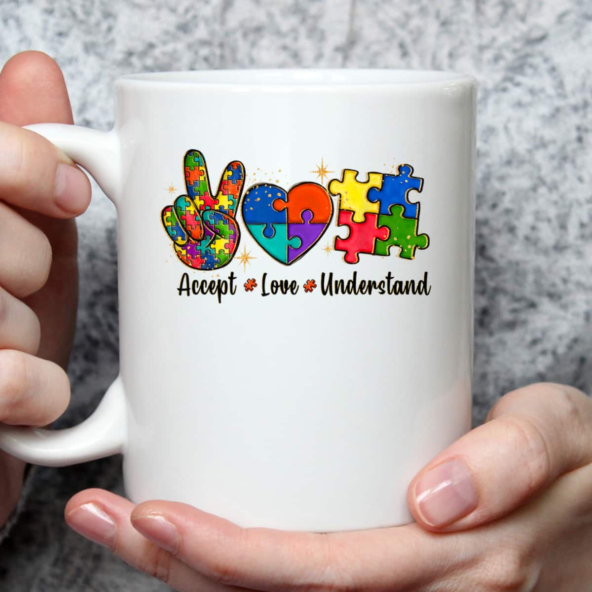 Love Accept Autism Mom Autism Dad Women Autism Awareness T-Shirt