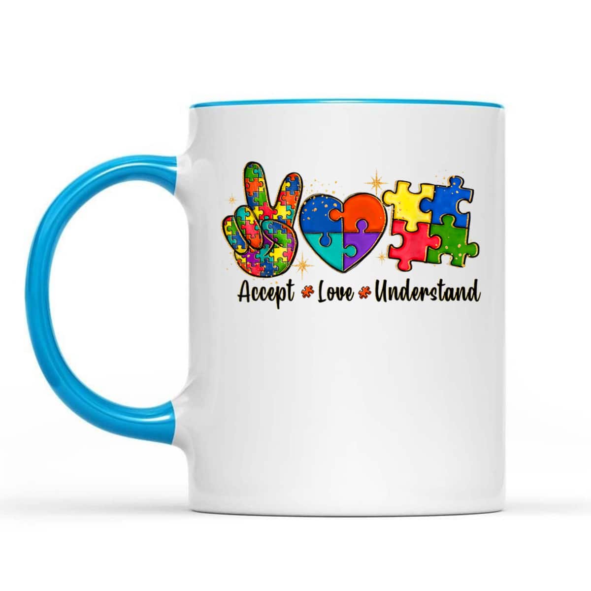 Love Accept Autism Mom Autism Dad Women Autism Awareness T-Shirt